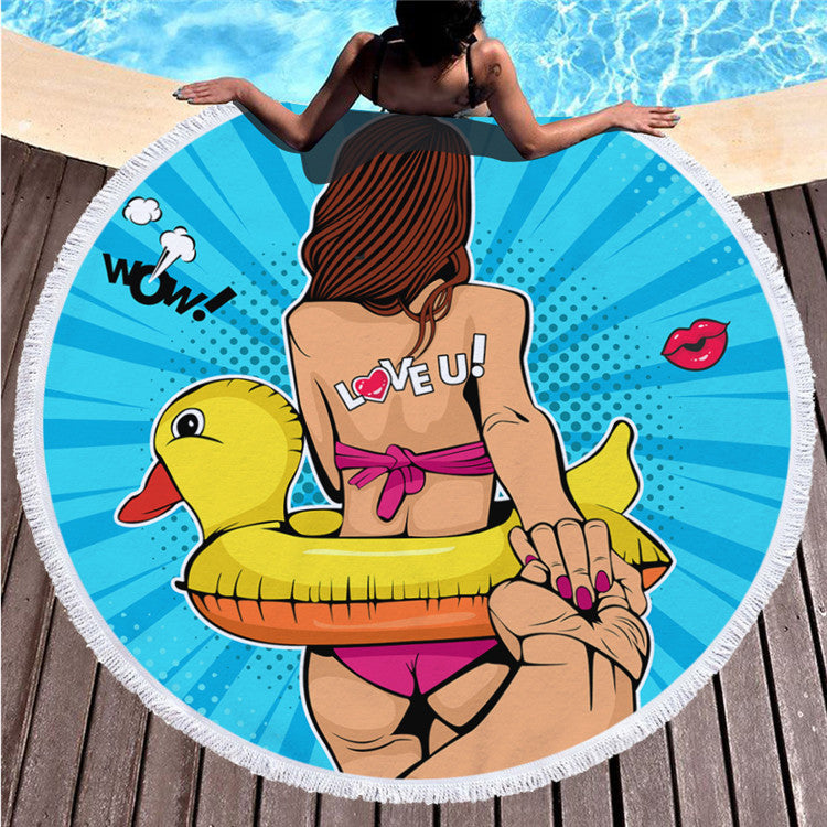 Round Printed Beach Towel Shawl
