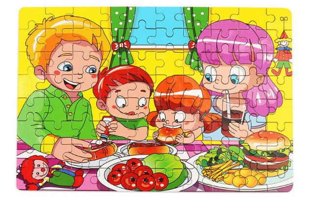 80-Piece Wooden Animal Puzzle - Educational Toy for Kids