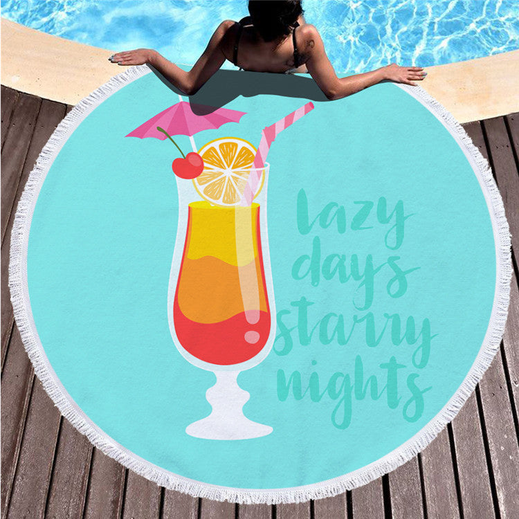 Round Printed Beach Towel Shawl
