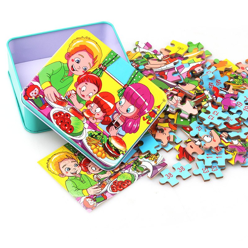 80-Piece Wooden Animal Puzzle - Educational Toy for Kids