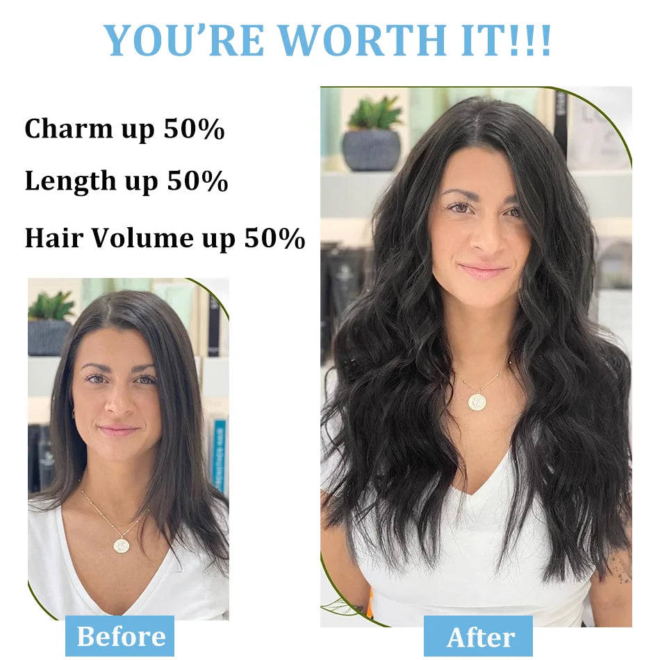 Straight Remy Human Hair Clip-In Extensions – Full Head Set, 8 Pieces