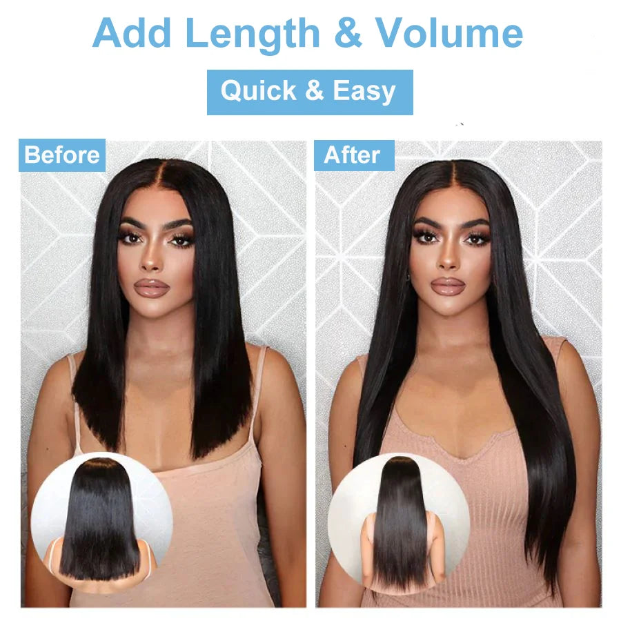 Straight Remy Human Hair Clip-In Extensions – Full Head Set, 8 Pieces