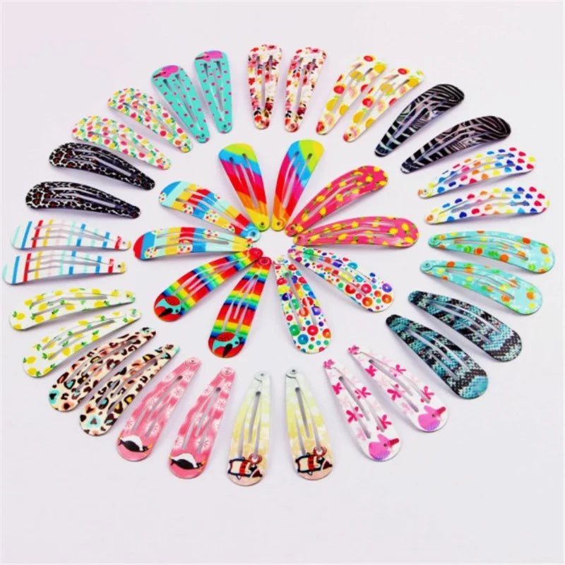 Girls Printed Flower BB Hair Clips
