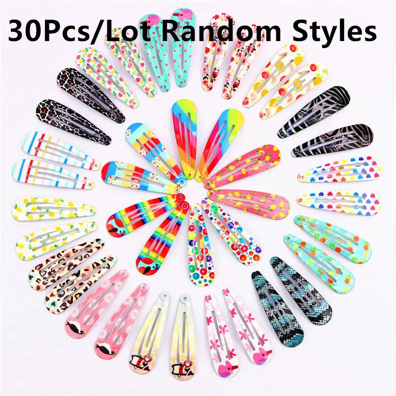 Girls Printed Flower BB Hair Clips