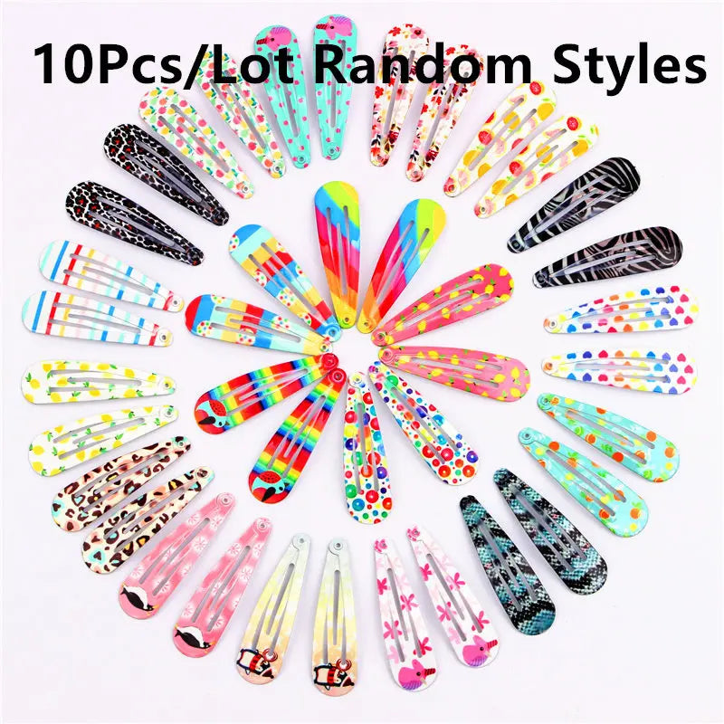 Girls Printed Flower BB Hair Clips