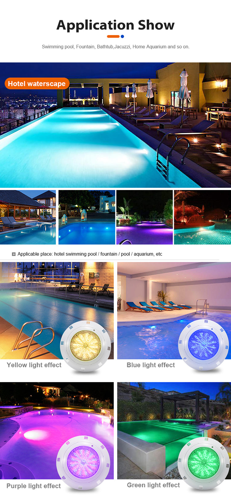 Pool Underwater LED Light 12V - IP68 Waterproof, 18W–45W
