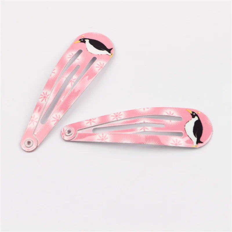Girls Printed Flower BB Hair Clips