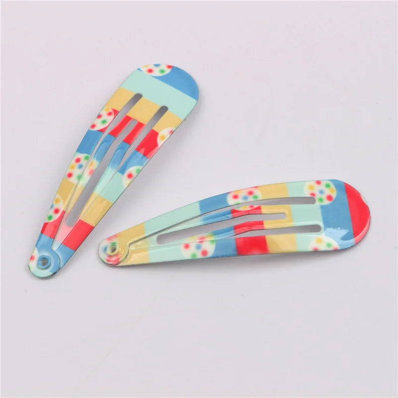 Girls Printed Flower BB Hair Clips