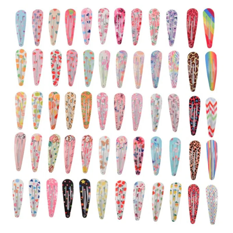 Girls Printed Flower BB Hair Clips