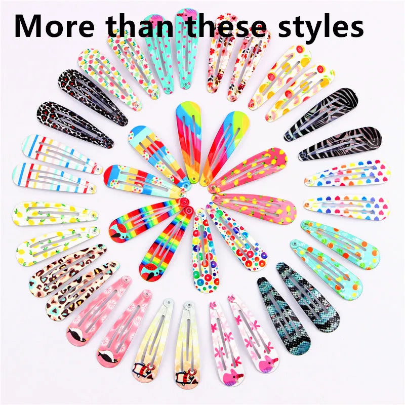 Girls Printed Flower BB Hair Clips