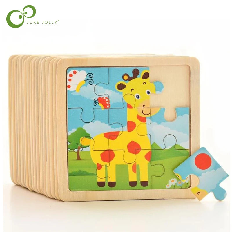 3D Wooden Animal Jigsaw Puzzles – Set of 4