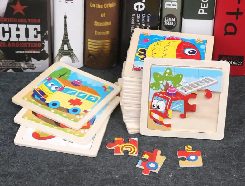 3D Wooden Animal Jigsaw Puzzles – Set of 4