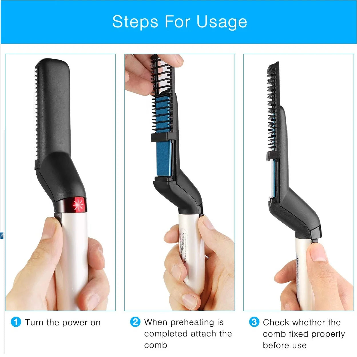 Electric Heat Brush - Beard & Hair Straightener