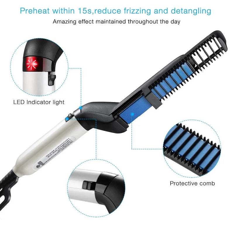 Electric Heat Brush - Beard & Hair Straightener