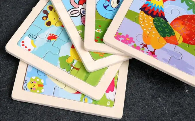 3D Wooden Animal Jigsaw Puzzles – Set of 4