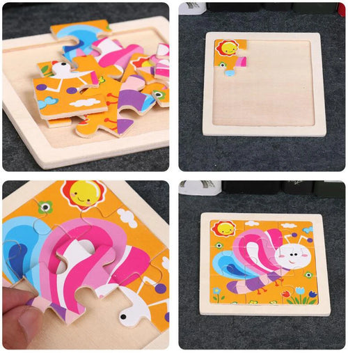 3D Wooden Animal Jigsaw Puzzles – Set of 4