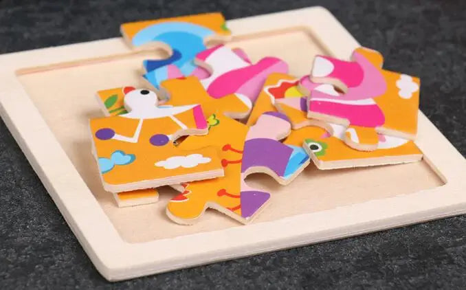 3D Wooden Animal Jigsaw Puzzles – Set of 4