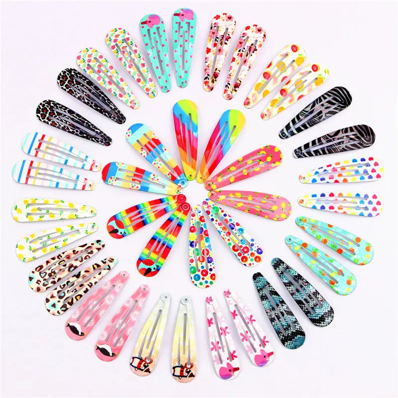 Girls Printed Flower BB Hair Clips