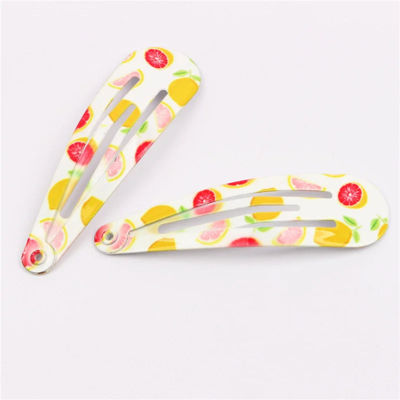 Girls Printed Flower BB Hair Clips