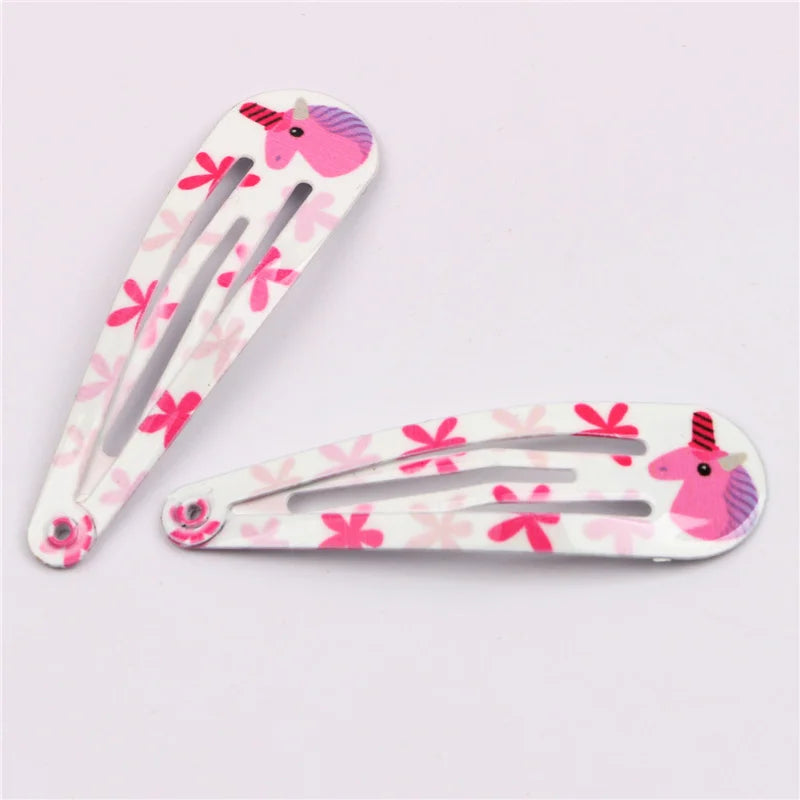 Girls Printed Flower BB Hair Clips