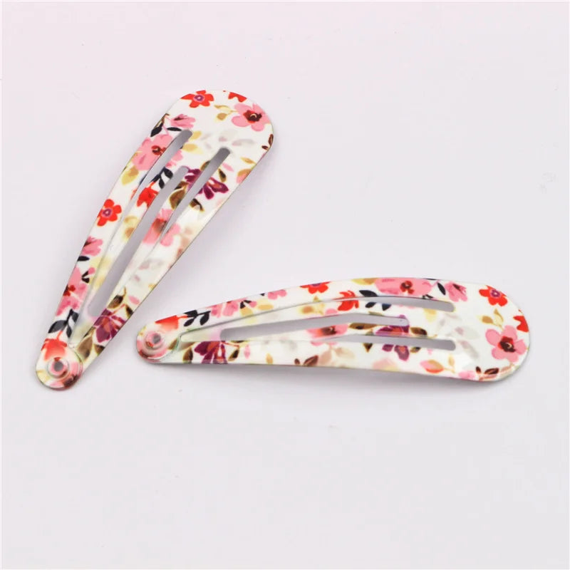 Girls Printed Flower BB Hair Clips