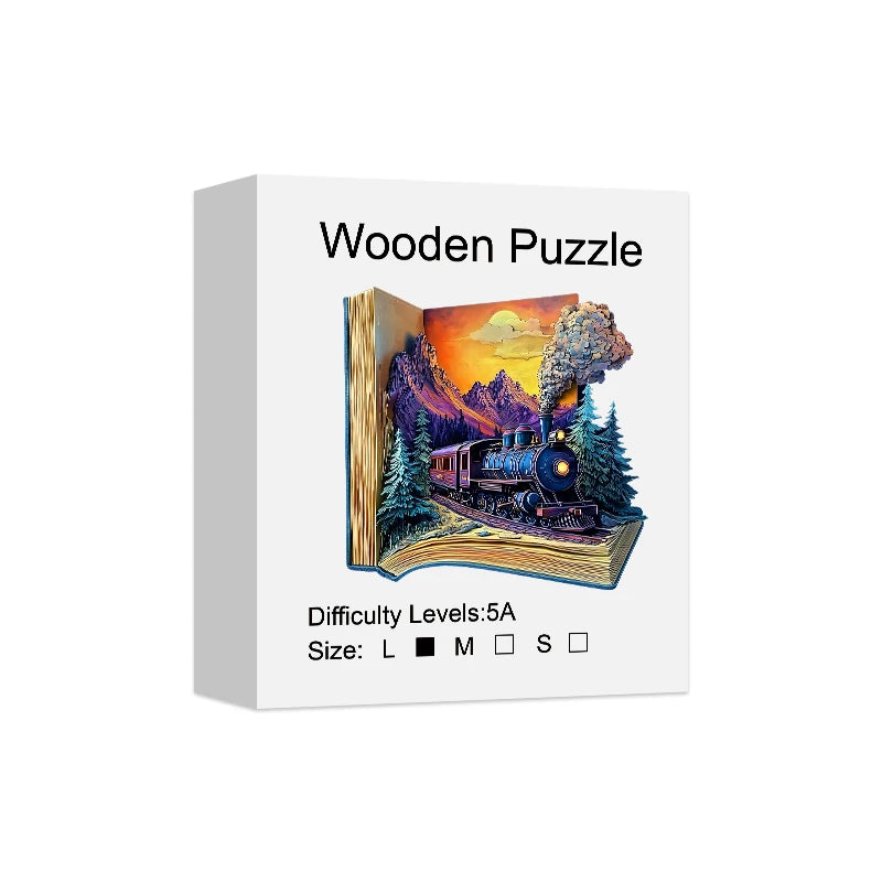 Wooden Train in a Book Puzzle for Adults