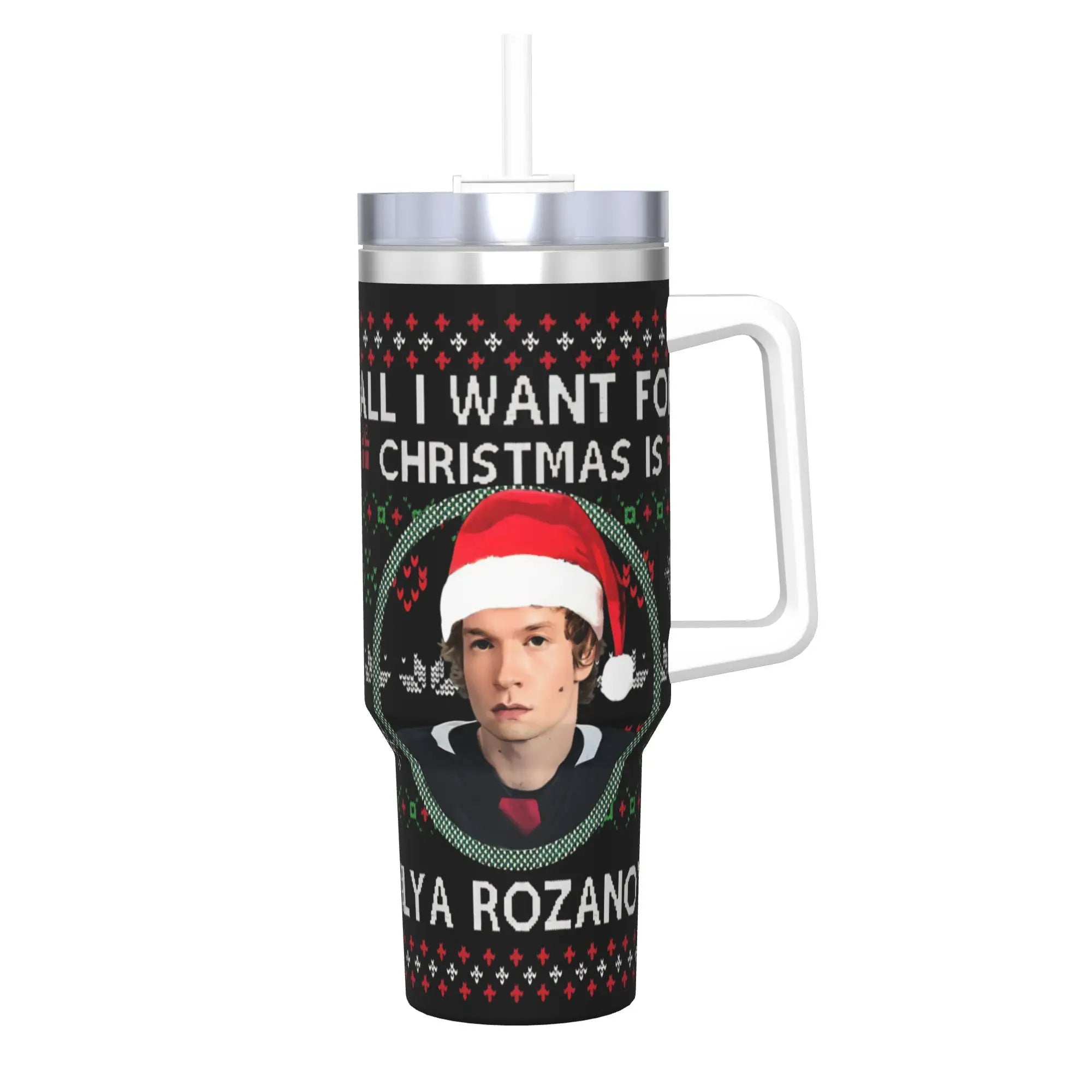Large Portable Stainless Steel Thermal Tumbler with Straw