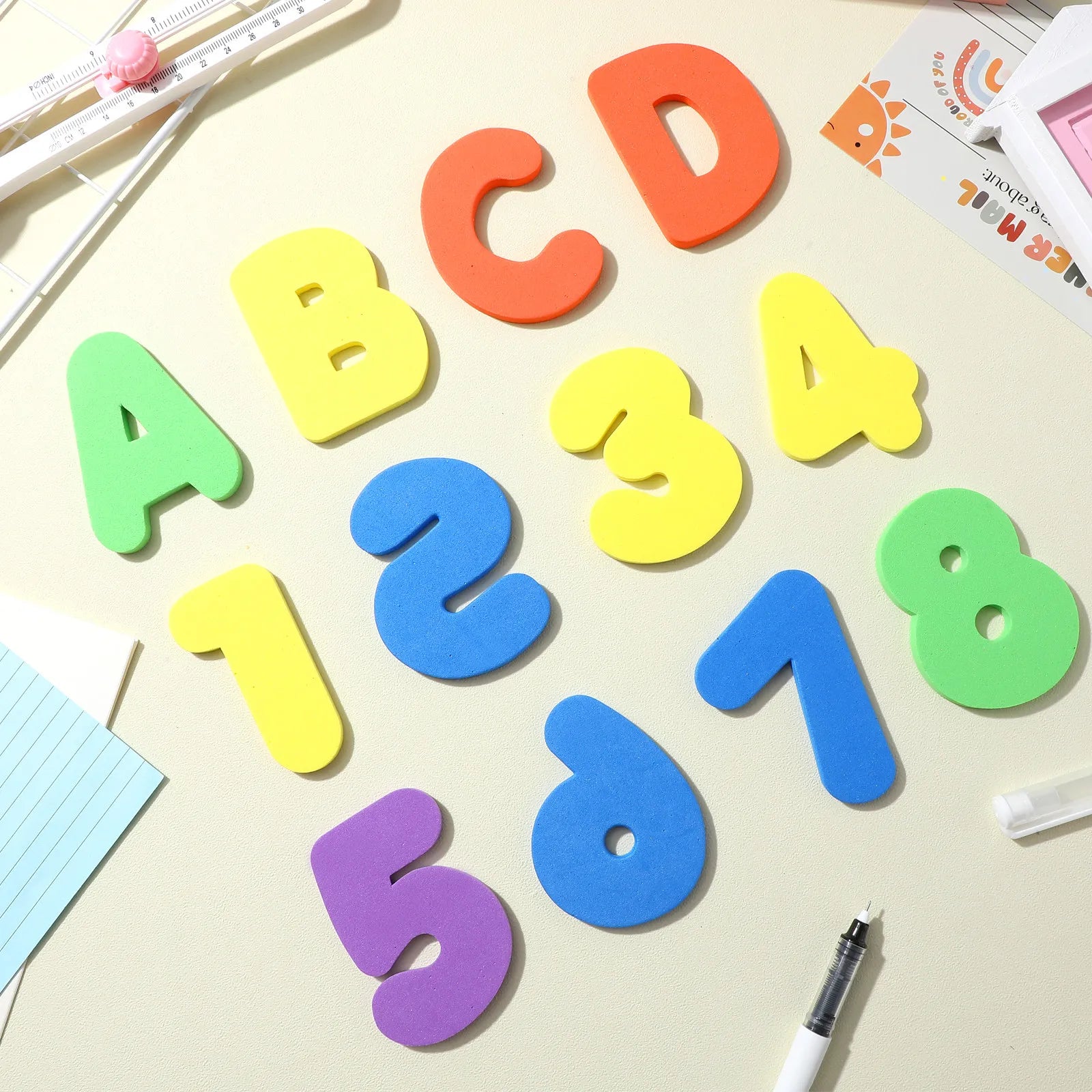36-Piece Kids Bath Educational Toys - Counting, Spelling & Colour Recognition
