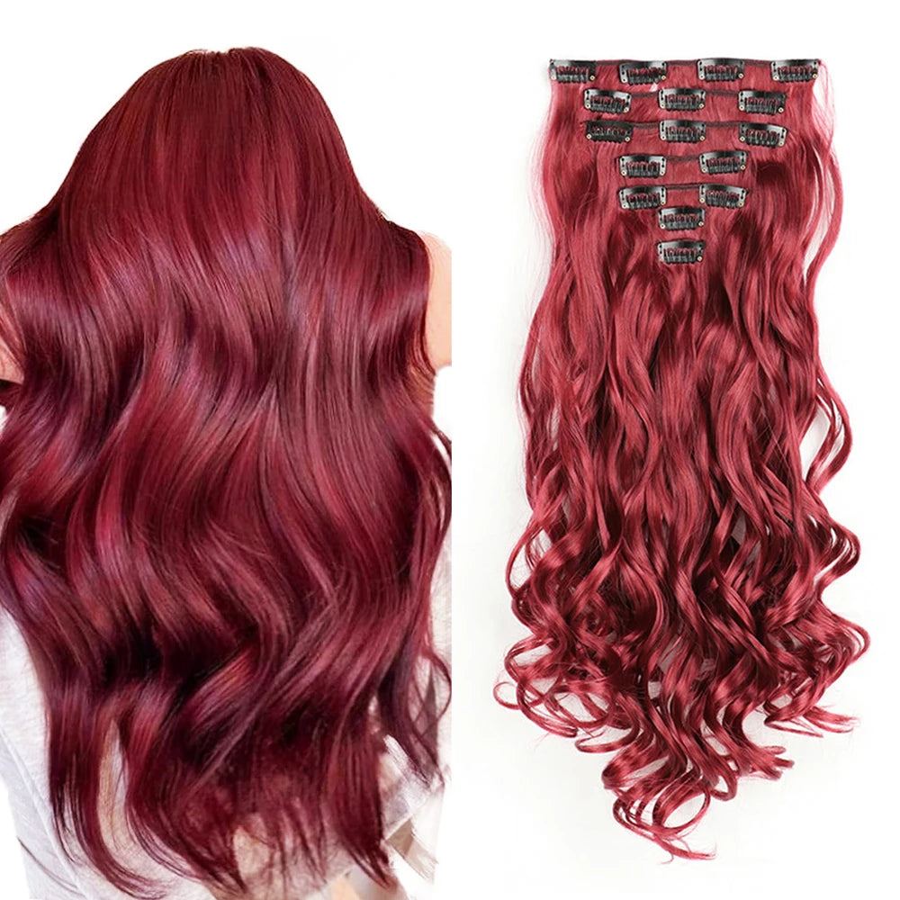 Curly Wavy Clip-In Hair Extensions – Full Head Set, 7 Pieces