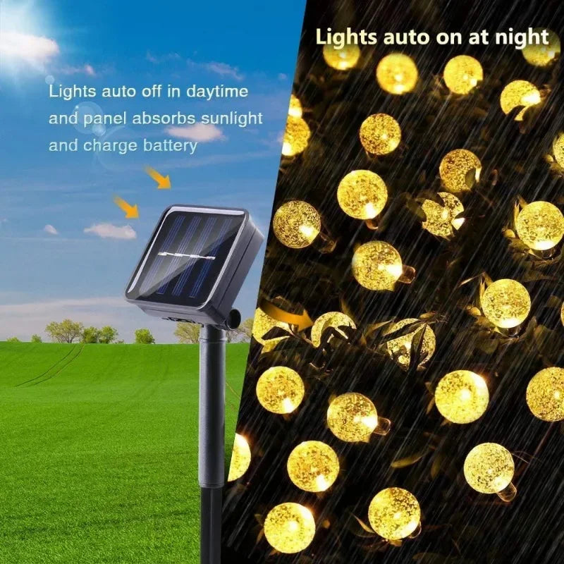 Solar Crystal Globe LED Outdoor Fairy String Lights