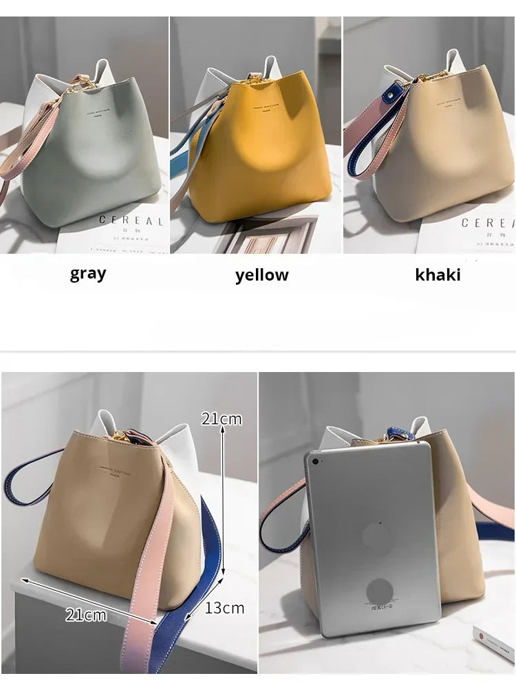 Fashionable PU Leather Bucket Bag