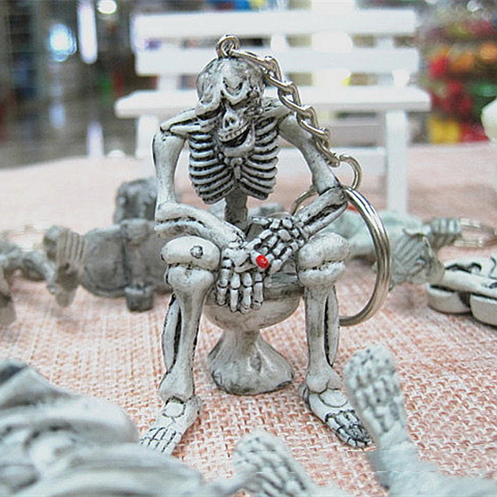 Skull Skeleton Toilet Keychain