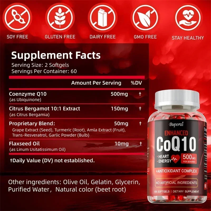CoQ10 Supplement - Heart Health, Energy & Immune Support