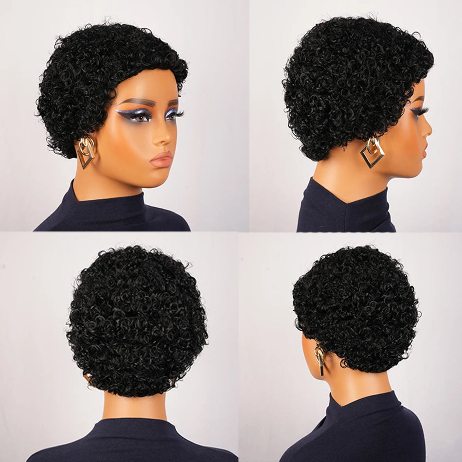 Glueless Afro Pixie Cut Human Hair Wig – Natural Look, Short Style