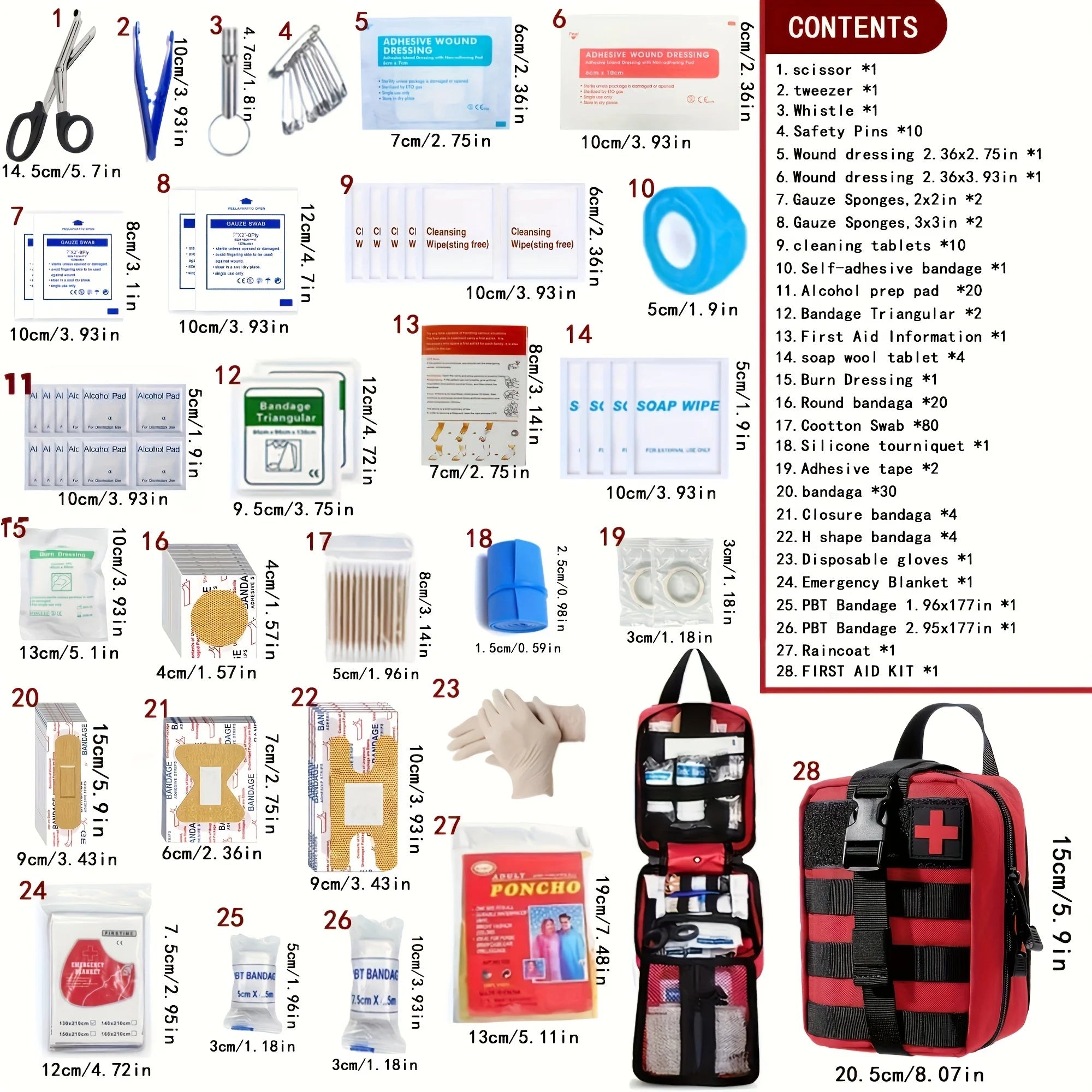 205-Piece Universal First Aid Kit - Home, Travel & Outdoor