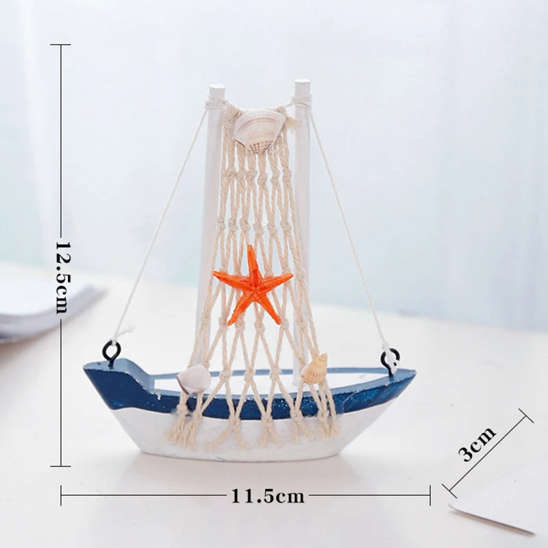 Wooden Blue Sailing Boat – Nautical Home Décor Ornament