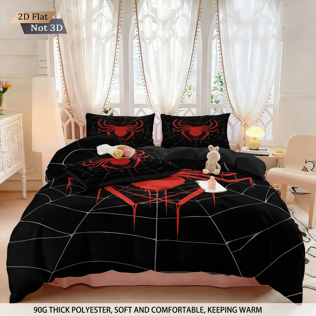 3pcs Cyber Style Spider Printed Down Duvet Cover Set