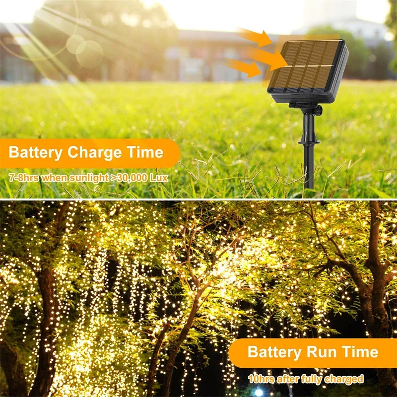 Waterproof Outdoor Solar LED Fairy String Lights (7M–32M)