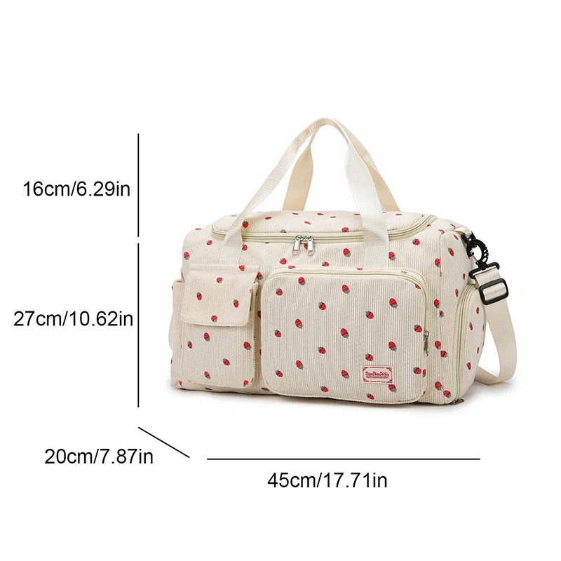 Corduroy Tote Bag with Shoe Compartment