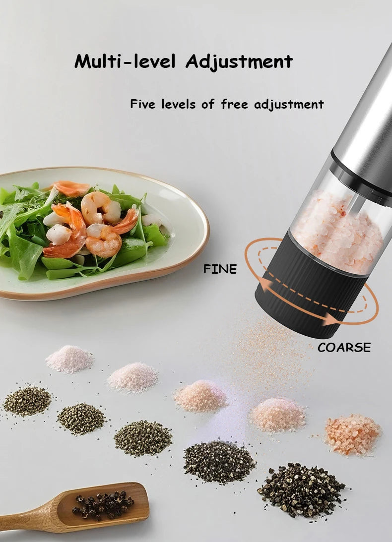 Electric Salt & Pepper Grinder – Rechargeable, Adjustable Coarseness