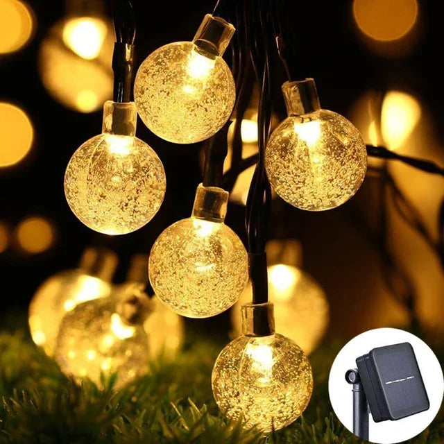 Solar Crystal Globe LED Outdoor Fairy String Lights