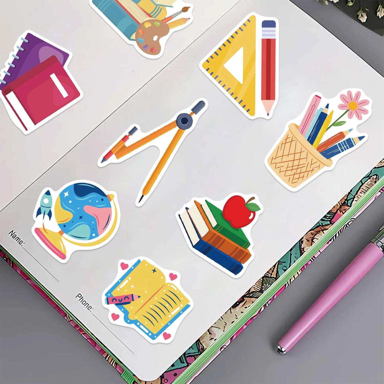 50pcs School Season Aesthetic Stationery Stickers Set