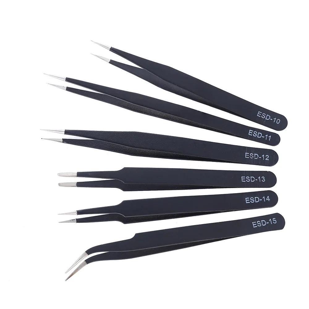 ESD Anti-Static Tweezers Set – 6 Piece