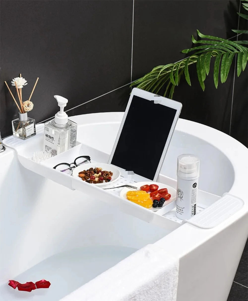 Adjustable Bathtub Rack - Telescopic Plastic Drainage Shelf