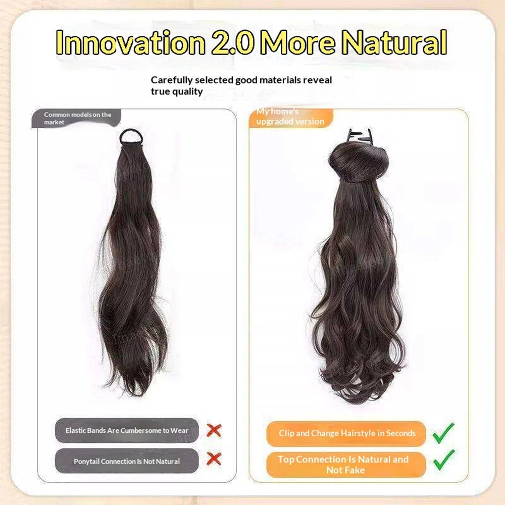 Slightly Curly Synthetic Claw Clip Ponytail Extension – Natural Look, Easy Clip-On