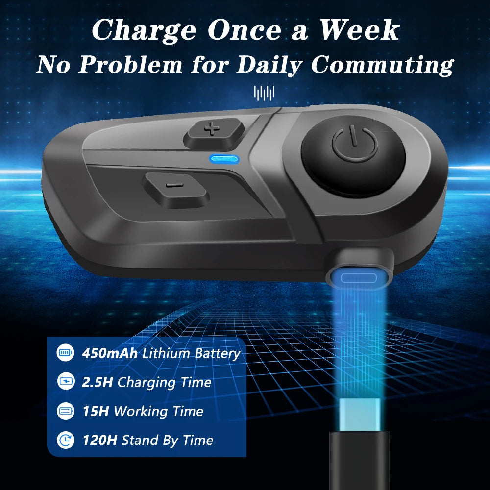 Wireless Bluetooth 5.3 Motorcycle Helmet Headset