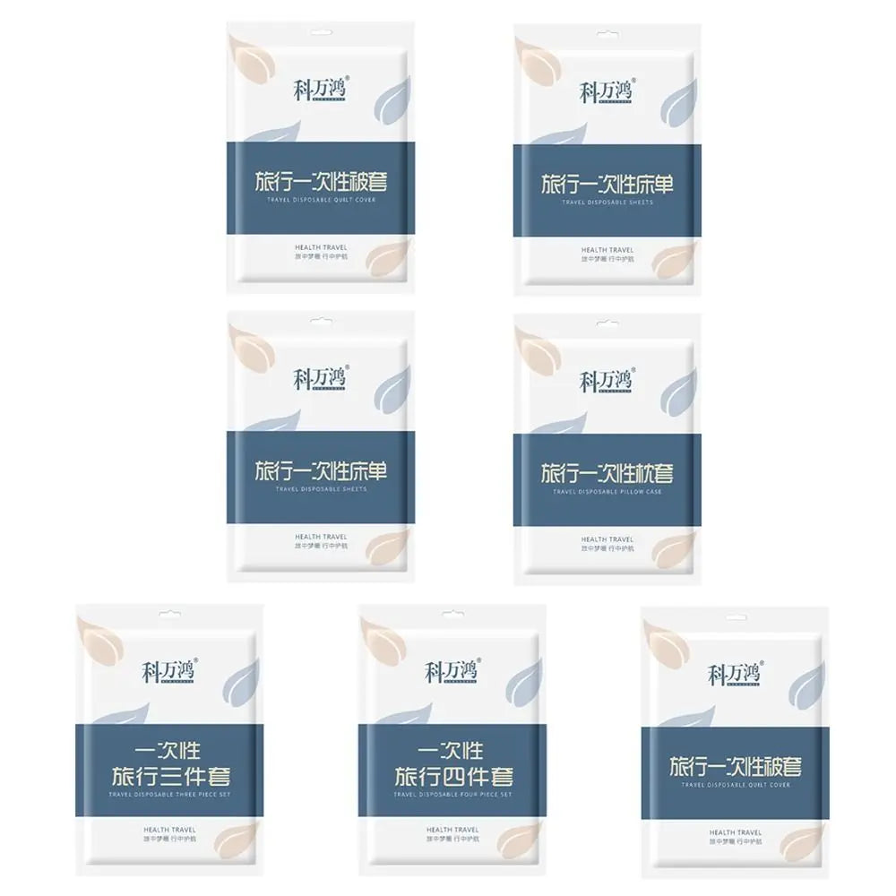 3/4-Piece Disposable Bed Set - Duvet Cover, Pillowcase and sheet