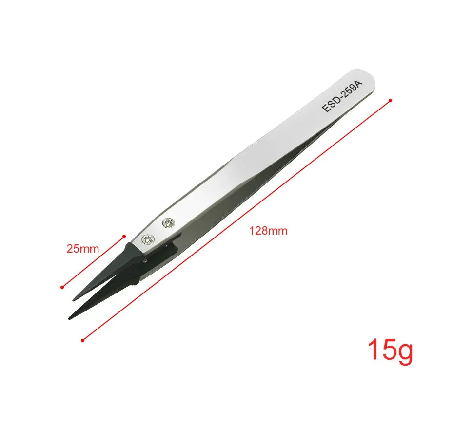 ESD Anti-Static Precision Tweezers – Heavy-Duty Metal