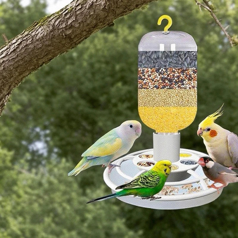 Automatic Hanging Bird Feeder with Anti-Scatter Dispenser