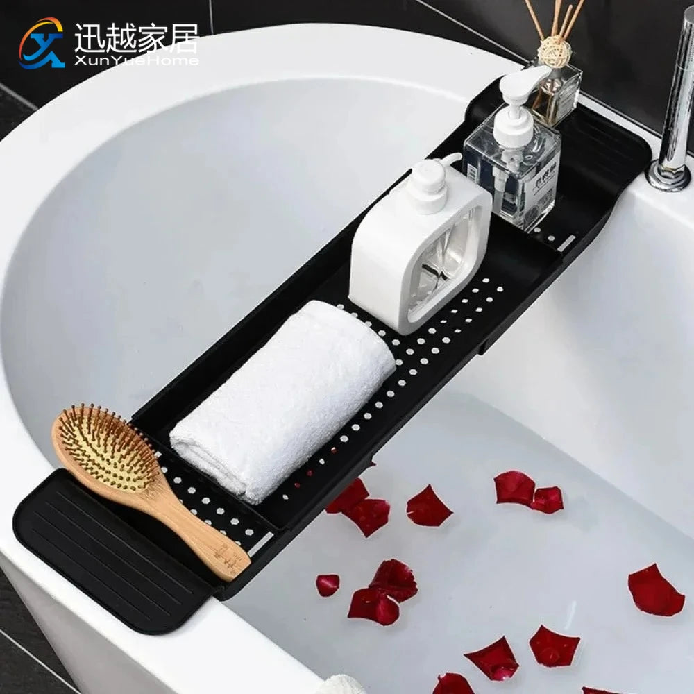 Adjustable Bathtub Rack - Telescopic Plastic Drainage Shelf